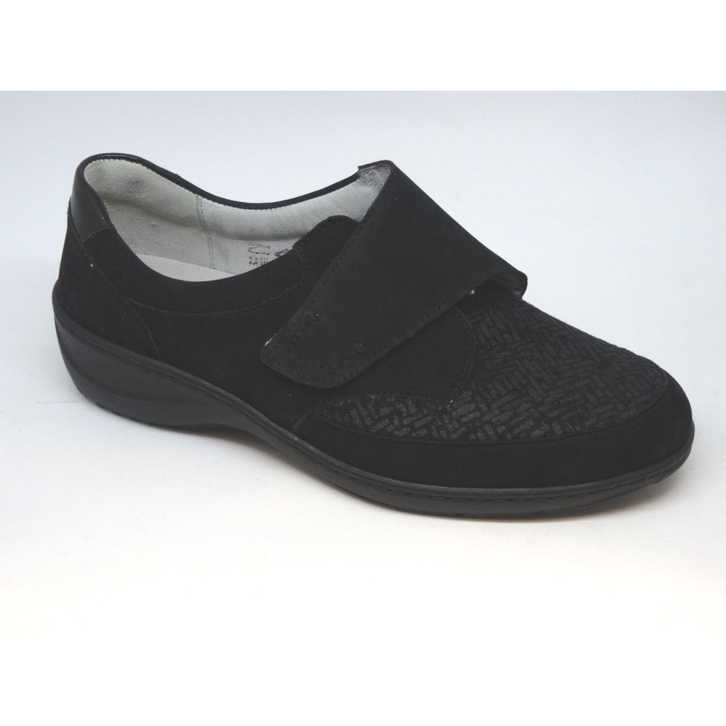 D-Slipper Klett Lede schwarz Weite K