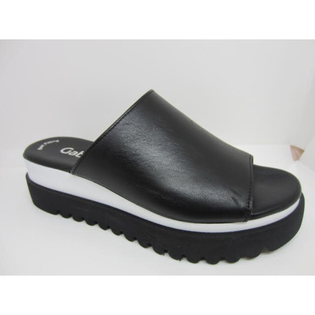 D Pantolette LEder   schwarz